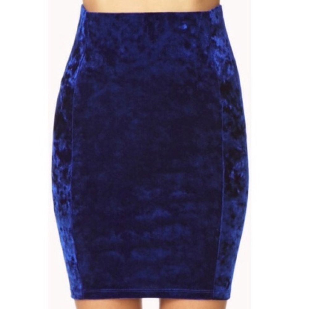 Forever 21 blue velvet skirt